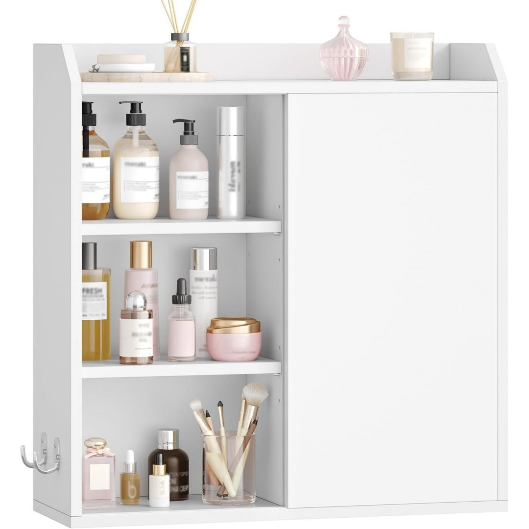 hzuaneri haengeschrank wandschrank mit verstellbaren ablagen weiss mit schiebetueren und offenen regalen wandmontierter badezimmerschrank 20 x 60 x 60 cm bc30203x