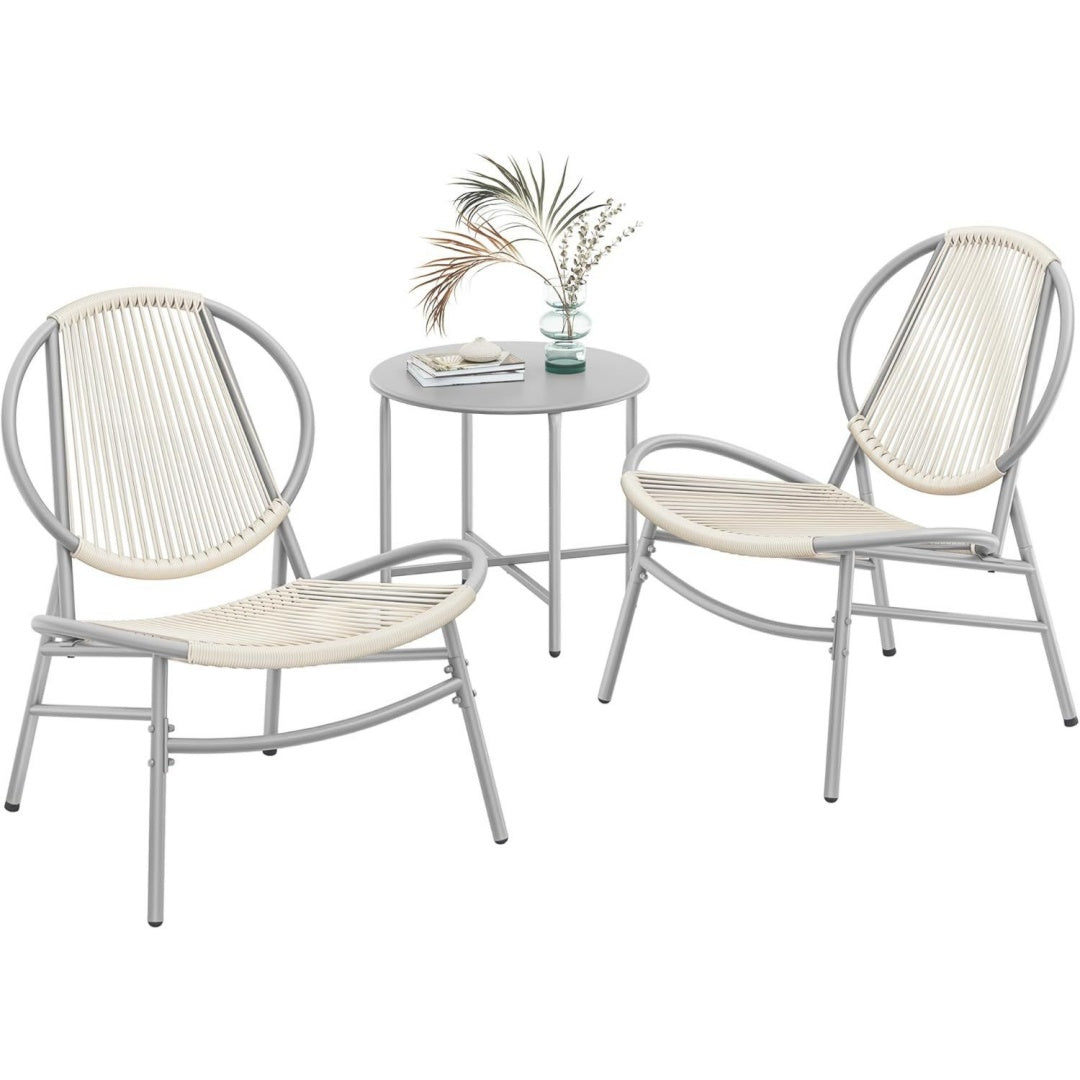 balkonmoebel 3er set aus pe-polyrattan mit tisch 2 stuehlen gartenmoebel-set outdoor fuer terrasse garten balkon taubengrau feliks kollektion ggf021gz01