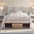 yaheetech metallbett 90 x 200 cm minimalistischer bettrahmen mit kopfteil gaestebett mit lattenrost fuer schlafzimmer gaestezimmer 32cm hoehe unter dem bett weiss