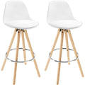 barhocker 2er set mit lehne kunstlederholz weiss barstuhl mit fussstuetze design stuhl 75cm kuechenstuhl holzgestell hocker fuer kueche bar