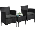 yaheetech balkonmoebel set 3tlg gartenmoebel terrassenmoebel aus pe-rattan gartensitzgruppe lounge set inkl 2 stuehle mit sitzkissen tisch fuer balkon terrasse schwarzgrau
