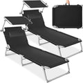 2er set sonnenliege - leicht und klappbar leichte liege fuer camping und garten perfekter liegestuhl mit dach transportable und zusammenklappbar mit griff