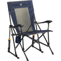 gci outdoor roadtrip rocker faltbarer campingstuhl mit schaukelfunktion ideale tischhoehe durch hohe sitzposition bis 130kg belastbar tragetasche getraenke- handyhalter navy topo