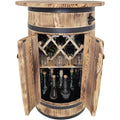 weeco fassfoermiger schrank aus kiefernholz mit ablageflaeche und regal fuer 3040 flaschen rustikales barregal mit flaschenoeffner und klappbarem flaschenhalter 80x55x44 cm braun