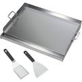 edelstahl grill plancha 54x41x8 cm universal mit spatel-set