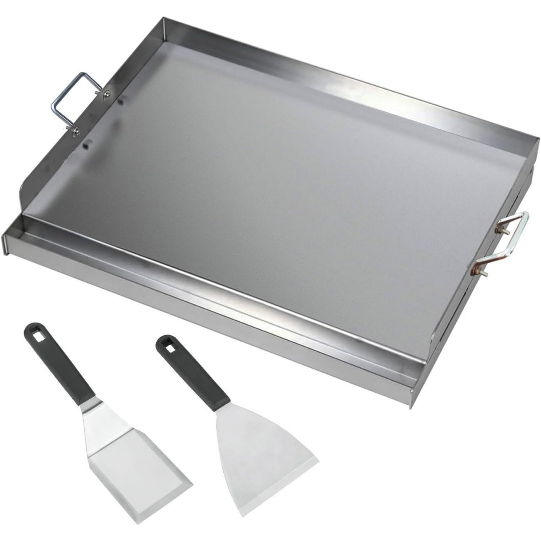 edelstahl grill plancha 54x41x8 cm universal mit spatel-set