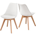 esszimmerstuehle aus polyurethan-leder und buchenholz gepolsterte kuechenstuehle 2er set 465 x 57 x 79 cm hellwarmweiss fuer esszimmer und buero lenna kollektion kdc988wd01