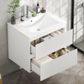 waschtisch fuer gaeste-toilette 60 cm haengender waschbeckenunterschrank mit keramik-waschbecken 2 schubladen mit rillenfront fuer kleine baeder weiss