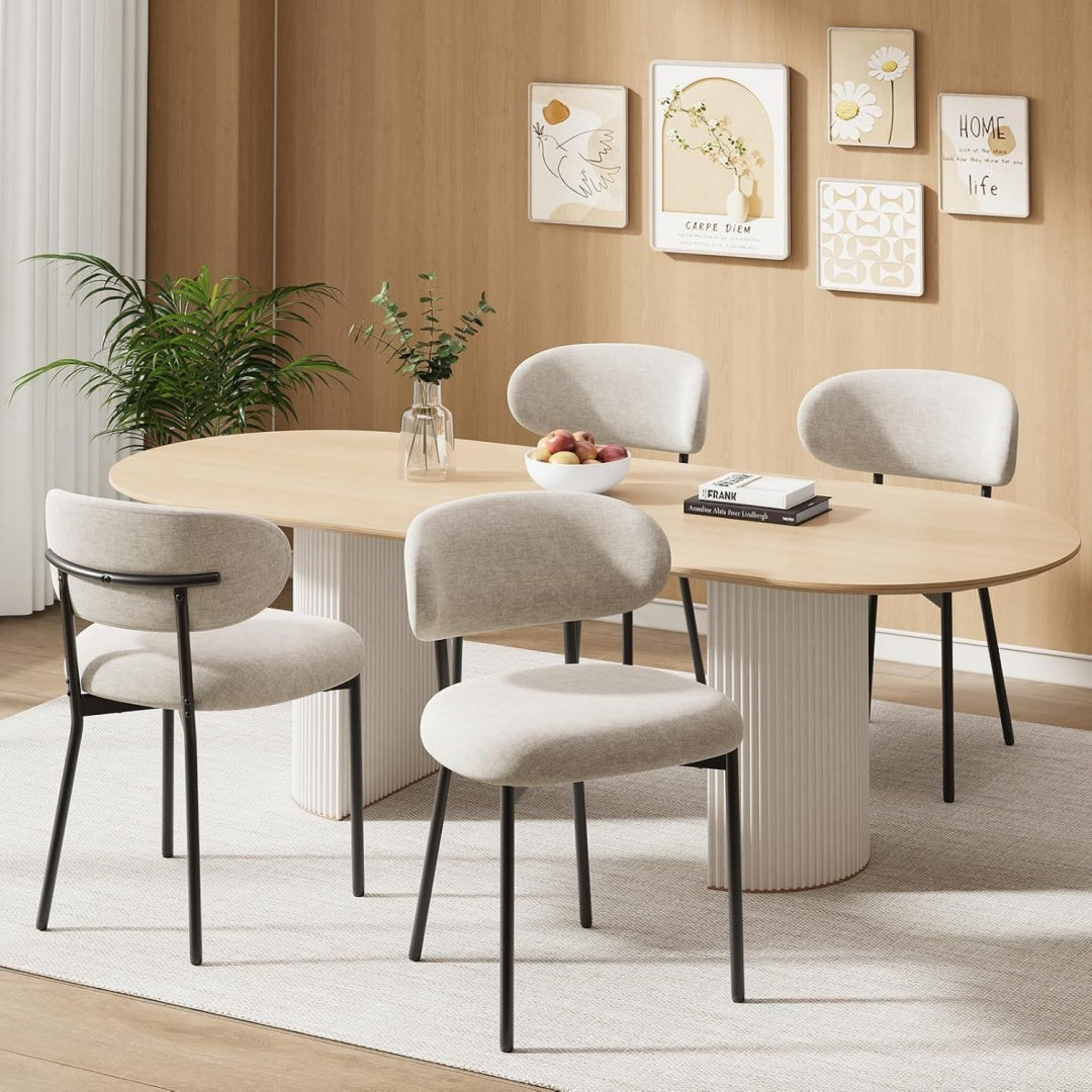malol gepolsterte esszimmerstuehle 4er set moderner stoff gebogene rueckenlehne gepolsterter sitz stabile metallbeine design-stuehle fuer kueche esszimmer wohnzimmer kamel