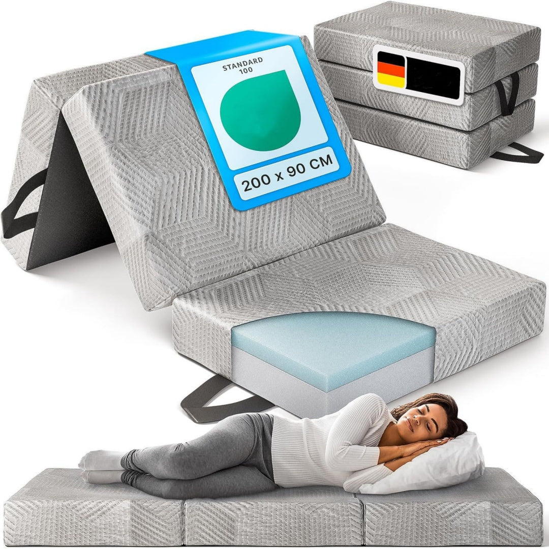 komfort klappmatratze 90x200 x 15 cm - memory foam - gaestebett und faltmatratze als gaestematratze - bequem waschbar