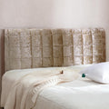 bettkopfteil hussen-verdickter soft-stretch samt-flanell bezug elastischer rundumschutz mit seitentaschen staubdichter schoner fuer polsterbett schlafzimmer 150 x 70 cm gold